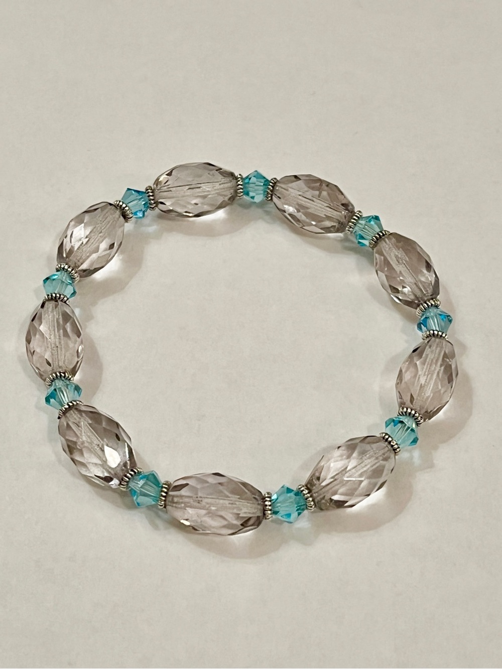 Faceted Purple and Blue Beaded Stretch Bracelet